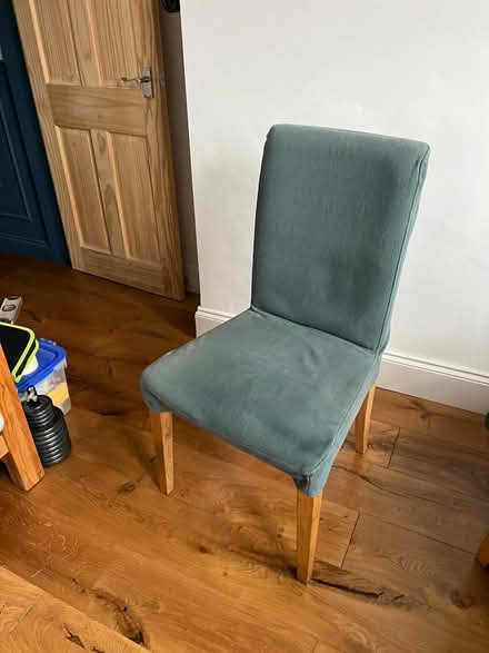 Photo of free Teal chair upholstered wood (S11 near Endcliffe park) #1