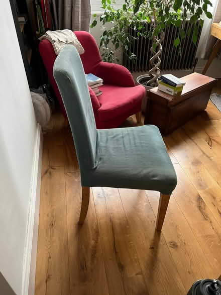 Photo of free Teal chair upholstered wood (S11 near Endcliffe park) #2