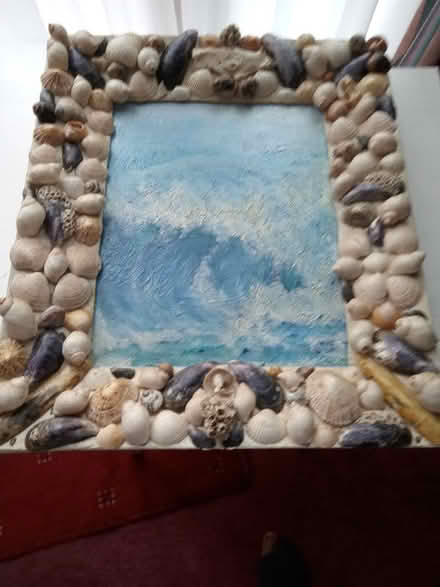 Photo of free unique "waves" painting with seashell surround frame (West Drayton UB7) #1