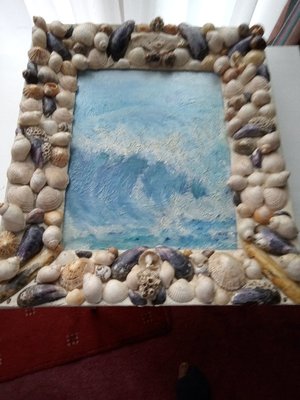Photo of free unique "waves" painting with seashell surround frame (West Drayton UB7)