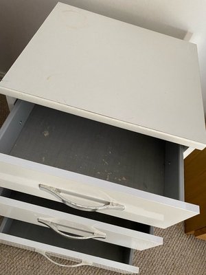 Photo of free White three drawer bedside table (Priorslee)