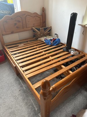 Photo of free Pine double bed with 4 draws (ME15)