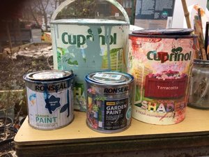 Photo of Any part used tins of wood paint for a community project (Lightpill GL5)