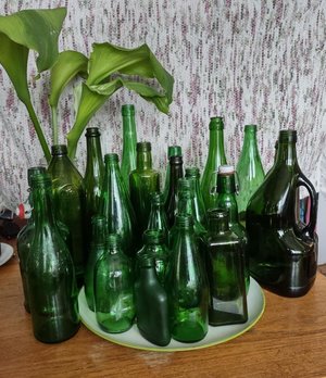 Photo of free Collection of green glass bottles (Allendale Park)
