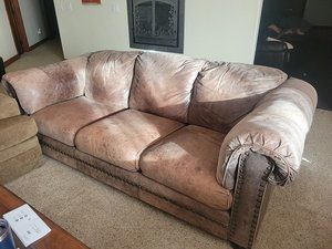 Photo of free Suede Couch (North Fort Collins)