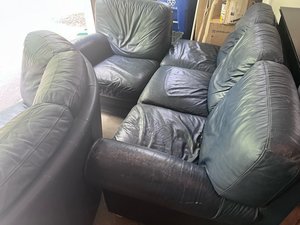 Photo of free Large Blue Leather Sectional Couch (Lionville)