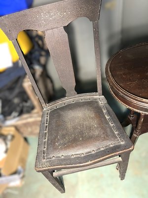 Photo of free Vintage chair with leather seat (Woburn cinemas rte 38)