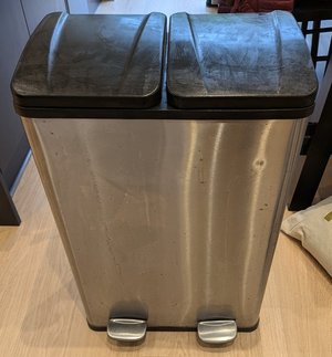 Photo of free Tesco 60L Stainless Steel Recycling Pedal Bin (2 Sections) (Dean Court OX2)
