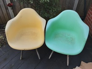Photo of free Yellow chair & Green chair plastic with wood legs (Dorridge B93)