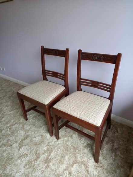 Photo of free 2 dark wood chairs (RG6)