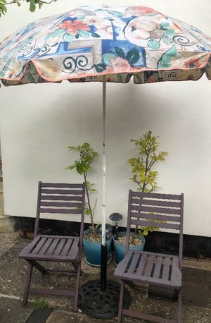 Photo of free Two garden chairs & umbrella. (Bulwell NG6)