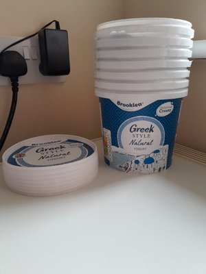 Photo of free 1kg yoghurt tubs with lids (Barnard's Green WR14)