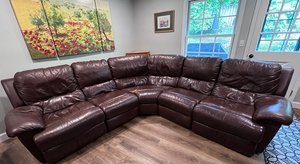 Photo of free Brown Leather Sectional (Bethany)