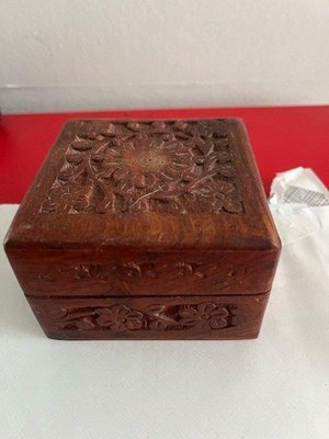 Photo of free Small carved wood trinkets box (Littlehampton, Beaumont park)
