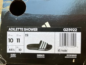 Photo of free Men’s Size 10 Adidas Shower Slides (Maxwell Park)