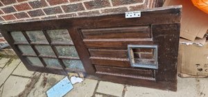 Photo of free 2 doors. Internal 15 pane, external 9 pane dark wood. (Bradway S17)
