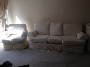 Photo of free Sofa and one armchair (West Molesey.)