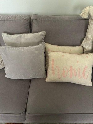 Photo of free 2 natural & pink cushions (Letchworth SG6)