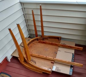 Photo of free sturdy table porch pickup, 2 halves (Davis/Teele Square area)