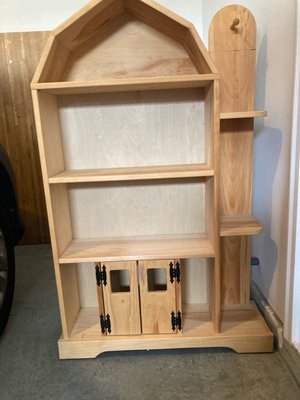 Photo of free Wooden unfinished bookcase (Polo grounds Rd)