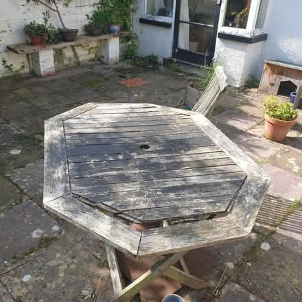 Photo of free Garden table and one chair (Llangwstenin LL29)