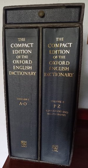 Photo of free Compact Oxford English Dictionary - 2 volumes in case (Chertsey KT16)