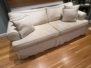 Photo of free Cream & Brown pinstripe sofa (Broyhill Crest, Annandale)