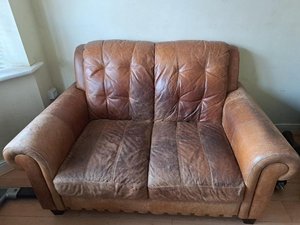 Photo of free 2 seat leather sofa and armchair (Ewood BB2)