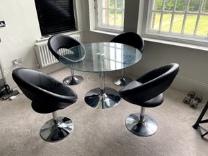 Photo of free Dwell Glass Dining Table & Four Chairs (Chevin Park LS29)