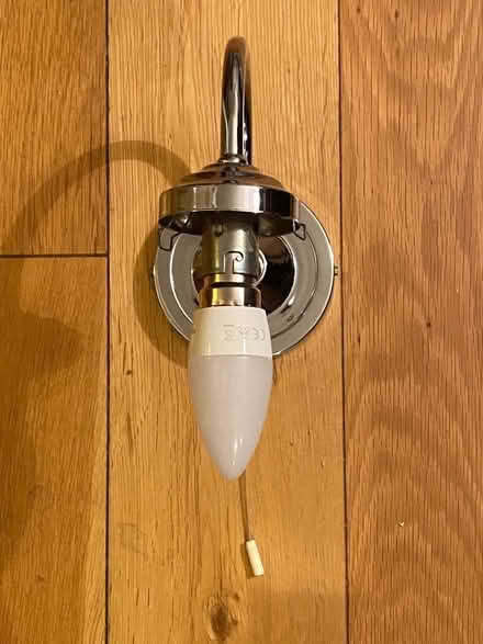 Photo of free Wall light - chrome with light pull (missing shade) (Meppershall SG17)