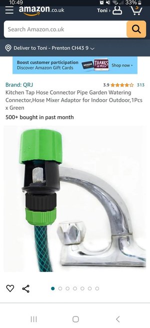 Photo of Kitchen mixer tap to hose connector (Upton CH43)