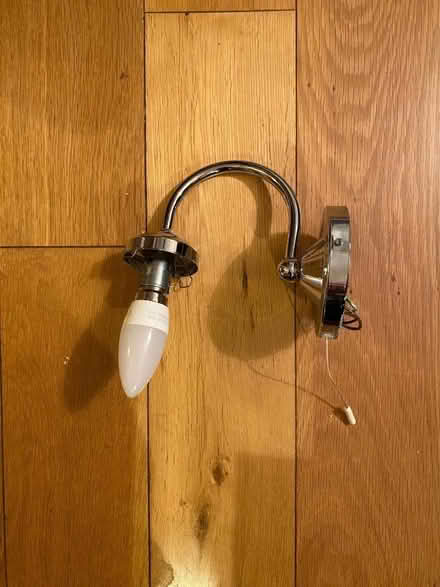 Photo of free Wall light - chrome with light pull (missing shade) (Meppershall SG17)