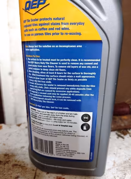 Photo of free Part used bottle of QEP tile sealer (Fords Farm RG31) #3
