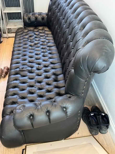 Photo of free Black chesterfield sofa - 230cm wide (East Croydon CR0)