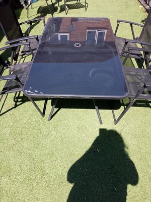 Photo of free Garden table and 4 folding chairs (Crondall, Farnham)