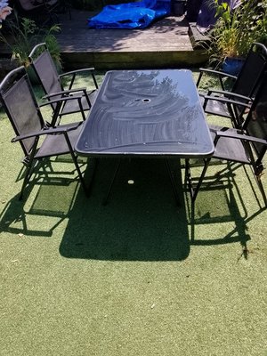 Photo of free Garden table and 4 folding chairs (Crondall, Farnham)