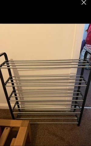 Photo of free 4 tier plastic shoe rack • used (Clapham Common)