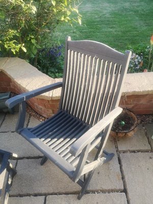 Photo of free Wooden garden table and 4 chairs.. Need upcyling (Narborough LE19)