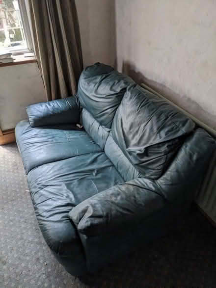 Photo of free 2 x leather sofas, green (Higher Poynton SK12) #1