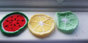Photo of free Three crochet fruit coasters (Seaside BN22)