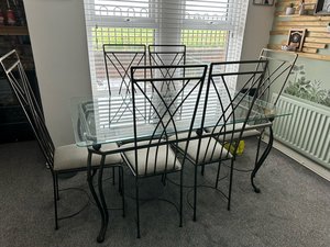 Photo of free Metal & glass dining table 5 chairs (NE5 Cowgate)