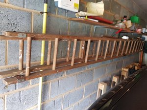 Photo of free Double Wooden Ladders 14ft (Haslucks Green B90)