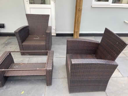 Photo of free Garden Fruniture, one sofa and two chairs one center table (Hanworth TW4)