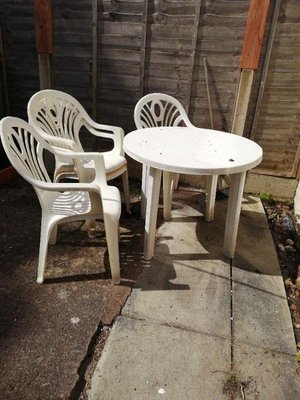 Photo of free Garden table and 4 chairs white colour (Colwyn Bay LL29)