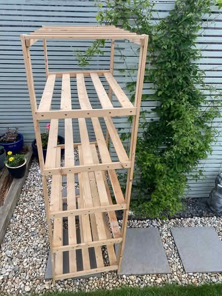 Photo of free Wooden slatted shelves (Hitchin)
