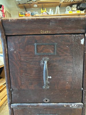Photo of free Antique Globe wood filing cabinet (Teele Sqaure, Somerville)