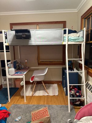 Photo of free Metal ikea lofted bed with desk (St Paul)