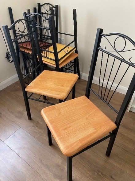Photo of free 6 Dinning chairs wood veneer finish with metal frame (Howdon NE28)