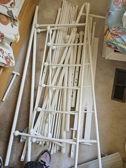 Photo of free White metal queen bed dissassembled (North Potomac)