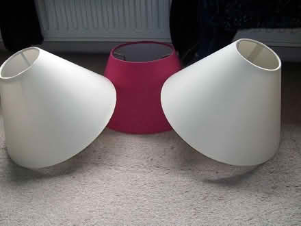 Photo of free 3 lampshades - 2 cream & 1 pink (Great Moor SK2)